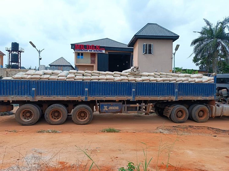 MR DGN cement delivery truck at the Asaba premises